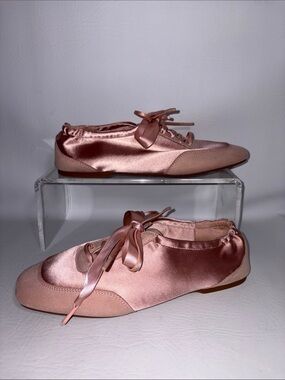 VIVAIA Cristina Sneakerina Ballet Flats Size 6.5 or 37 Soft Pink Satin Shoes